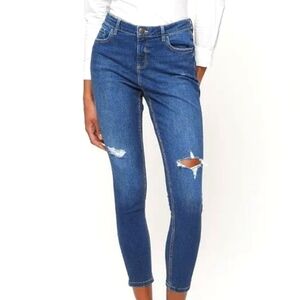 Dorothy Perkins Rip Knee Darcy Jeans Distressed Medium Wash High Rise Size 8
